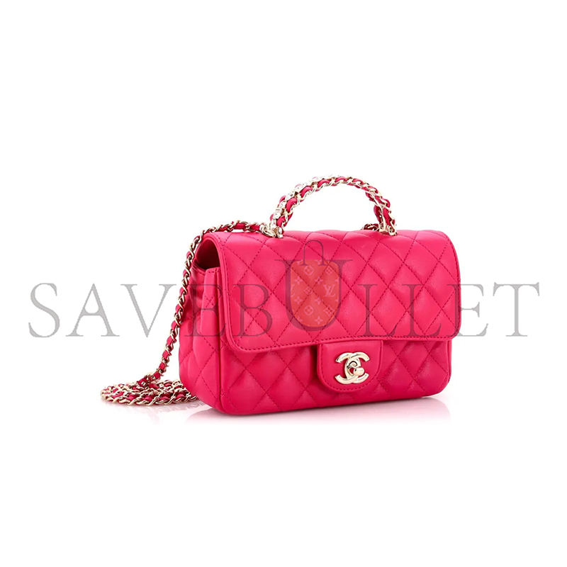 CHANEL PINK LEATHER HANDBAG 1560943 (20*11*8cm)